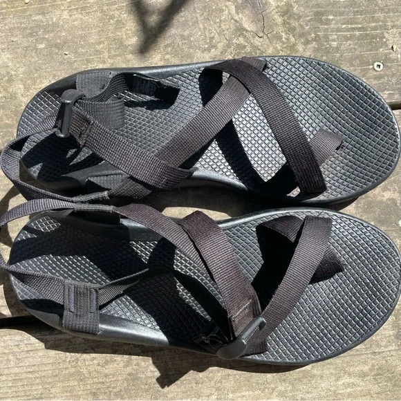 Chaco Mens Size 11 Black Strappy Textile Sport Sandal Flat Comfort
Shoes Hiking - Picture 7 of 16